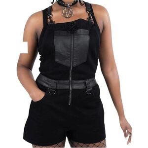 Killstar medium gothic Dean denim overalls bib shorts SH 3008